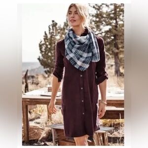 NEW J. Jill Luxe Soft Fine Wale Corduroy shirt dress in Spiced Wine S NWT